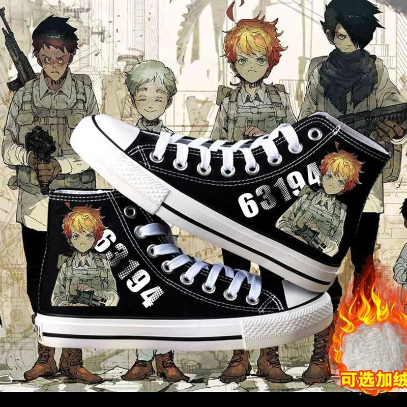 

Anime The Promised Neverland Emma Cosplay Canvas shoes Girls & Boys Casual High Shoes Casual Breathable Couple Flat Shoes