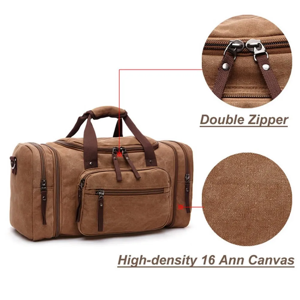 GNWXY Canvas Travel Bag Large Capacity Men Tote Bag Portable Overnight Weekender Luggage Bags Retro Duffle Bags Dripshipping