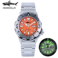 heimdallr mens sport dive watch orange dial sapphire nh36 automatic movement 200m water resistant stainless steel bracelet lume