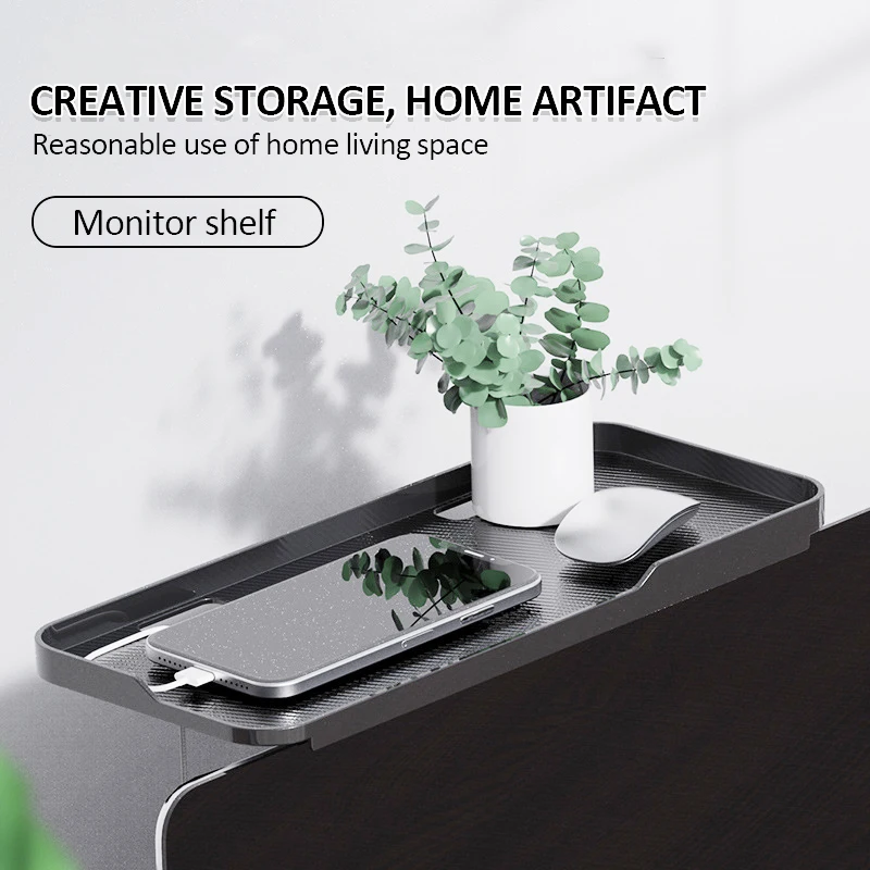 30*12.5cm Adjustable Computer Monitor Rack Plastic LCD TV Top Screen Bracket Creative Multifunctional Storage Black/White | Дом и сад