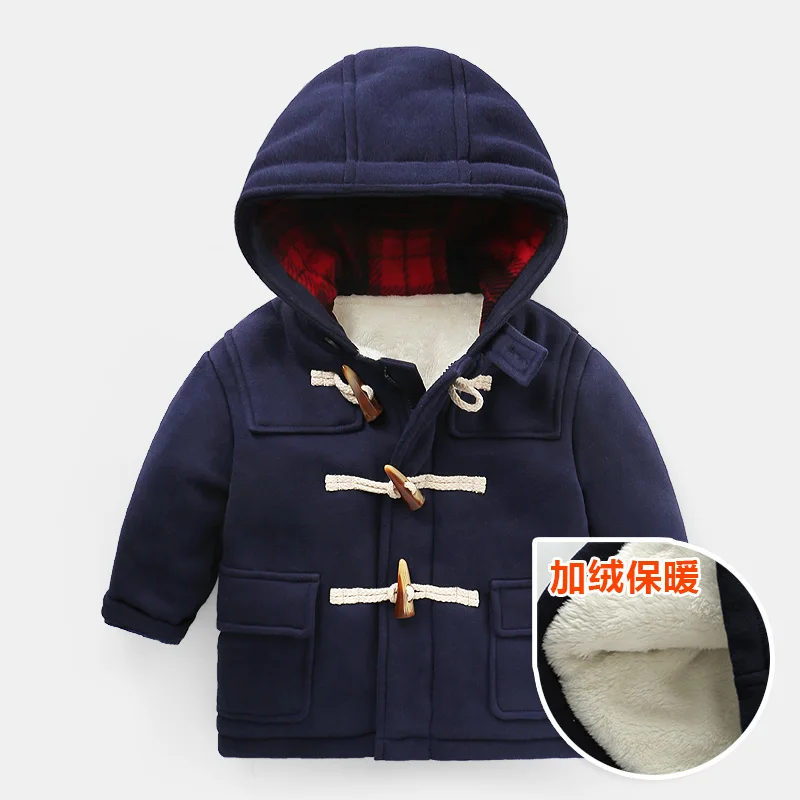 Длинная ветровка для мальчиков шерстяное пальто хлопковое Стеганое с бархатным