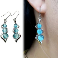 bohemia hylan cats eye gemstone wave earrings for women blue opal elegant drop dangle earrings pendant jewelry party wedding