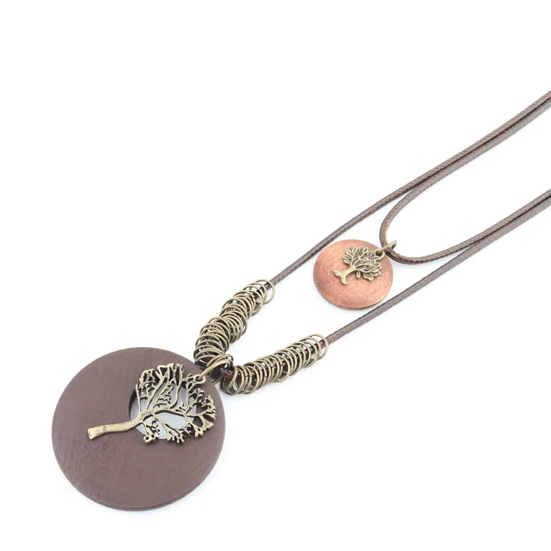 Круглая деревянная Длинная цепочка для свитера из веревки подвеска в виде