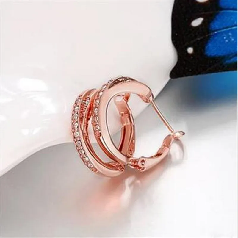 Кольцо для ушей из розового золота с цирконами модные ювелирные украшения серьги