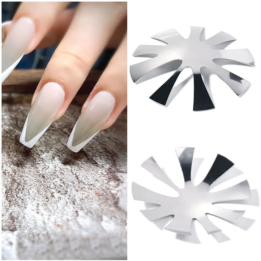 

Easy French Tip Smile Line Edge Cutter Stencil Trimmer Nail Art Tool Easy French Cut V-shape Tips Manicure Edge Trimmer