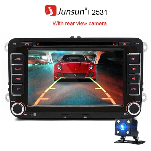With a rear camera Junsun 2 din " автомобильный DVD Радио мультимедийный плеер авторадио для VW Golf 5 Passat b6 SEAT leon Tiguan Polo Skoda Octavia - Цвет: With a rear camera