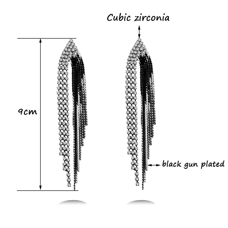 

SINLEERY Shining Tassel Earrings for Women Clear Crystal Bridal Hanging Earrings wedding accessories 2021 New Arrival ES223 SSH