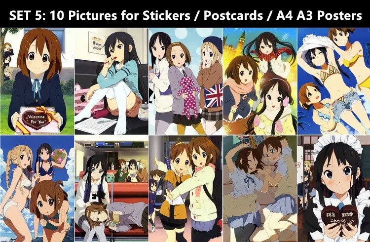 10 шт./лот K-ON! Постер-наклейка открытка K-on Yui Mio Ritsu Tsumugi Azusa Nodoka Ui подарочная карта