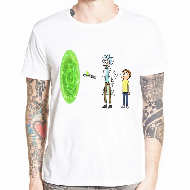 Мужская забавная футболка аниме Rick and Morty повседневная с коротким рукавом и круглым вырезом homme летняя белая футболка Swag футболка HCP134 - Цвет: HCP4449D