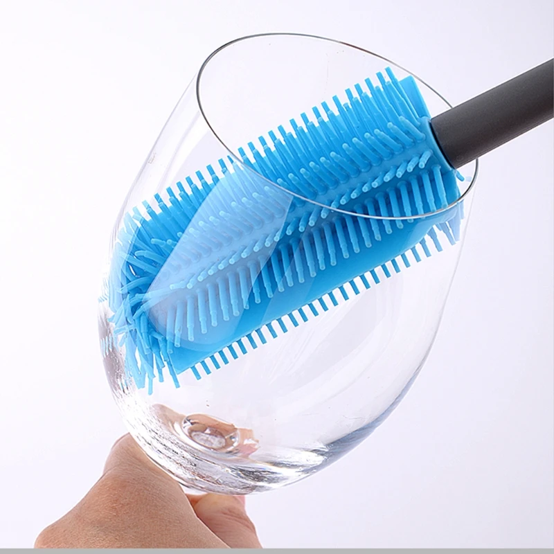 

Silicone Bottle Cleaning Brush with Long Handle 12.5" Water Bottle Cleaner for Baby Bottles Sports Bottle Vase Glassware