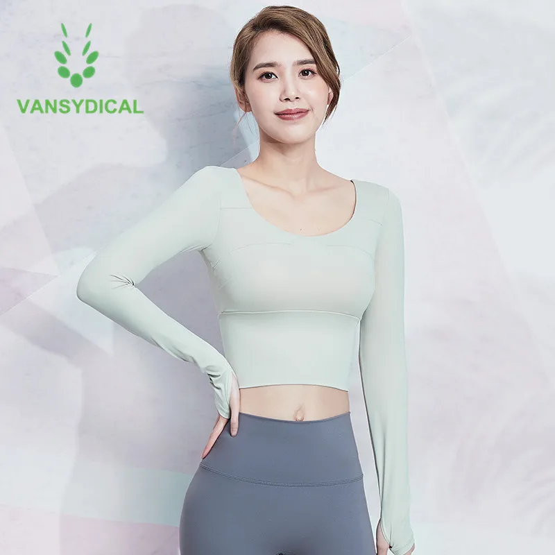 Женские рубашки с подкладкой для занятий спортом йогой Спортивные укороченные