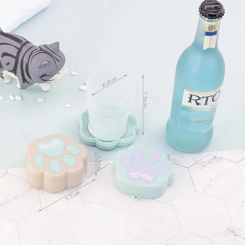 Мультяшная кошачья чашка с когтями портативная силиконовая Выдвижная складная