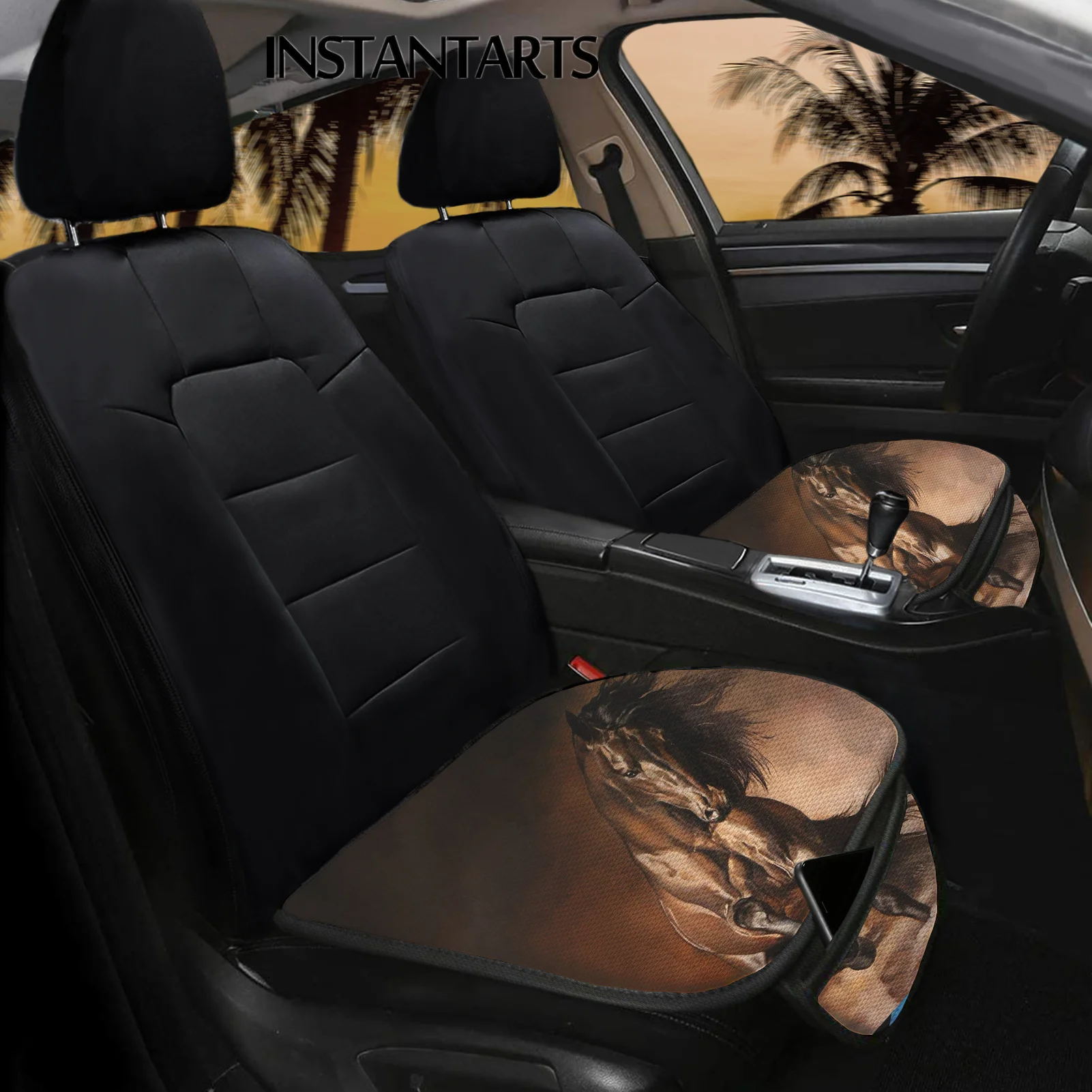 

Нескользящий автомобильный защитный коврик INSTANTARTS с принтом животных, лошадей, нескользящий чехол для автомобильного сиденья, подушка для ...