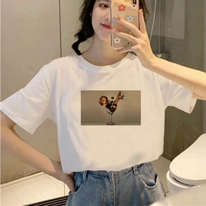 Fashion Goblet girl T Shirt  Summer Short Sleeve T-shirts Top T Shirt Ladies Womens Graphic TeeTops Girl T-shirt