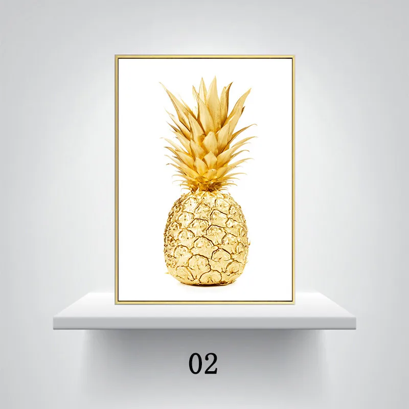 

Gold Pineapple Wall Art Canvas Painting Yesterday Today Tomorrow Wall Pictures For Living Room Nordic Poster Decoration