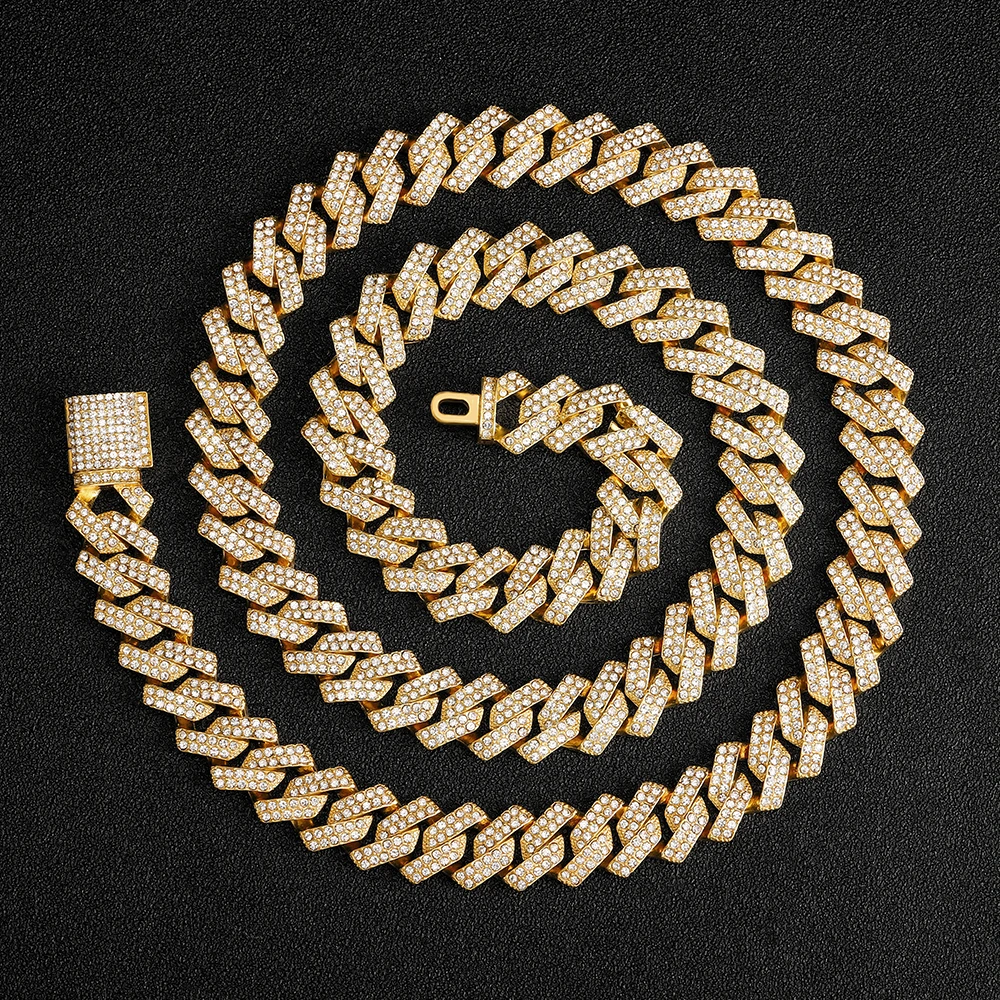 цепочка на шею женская подвеска украшения ожерелье 15 мм Miami Prong кубинская цепь