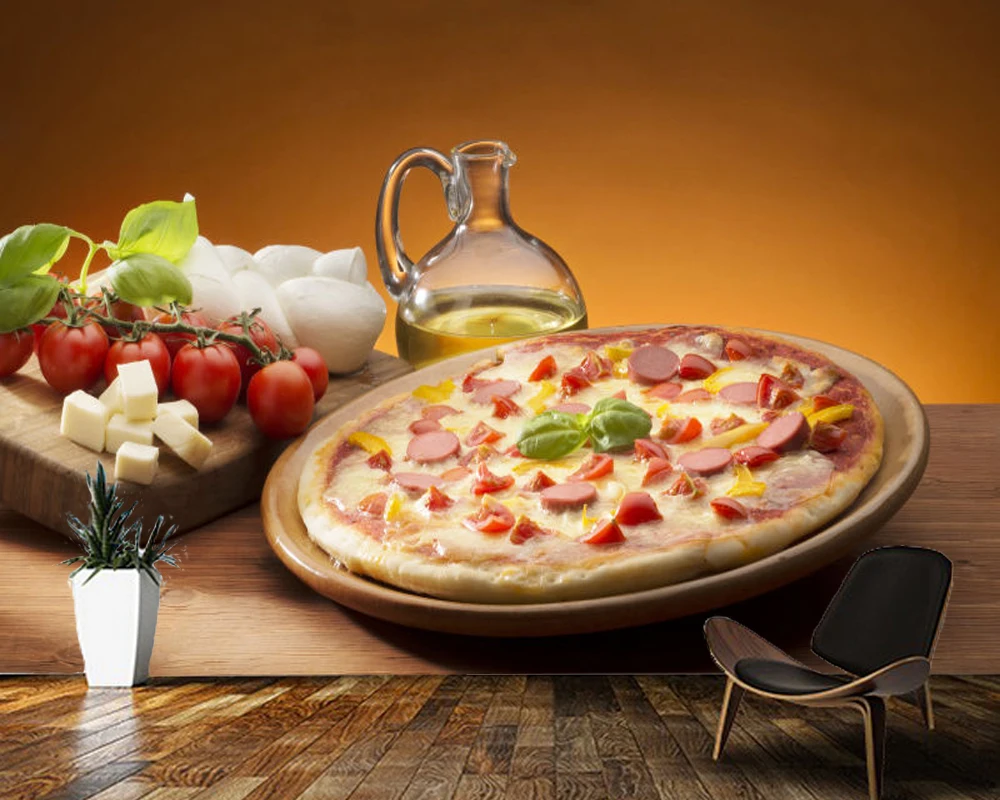 Обои с изображением вкусной колбасы пиццы настенные бумаги для ресторана кухни