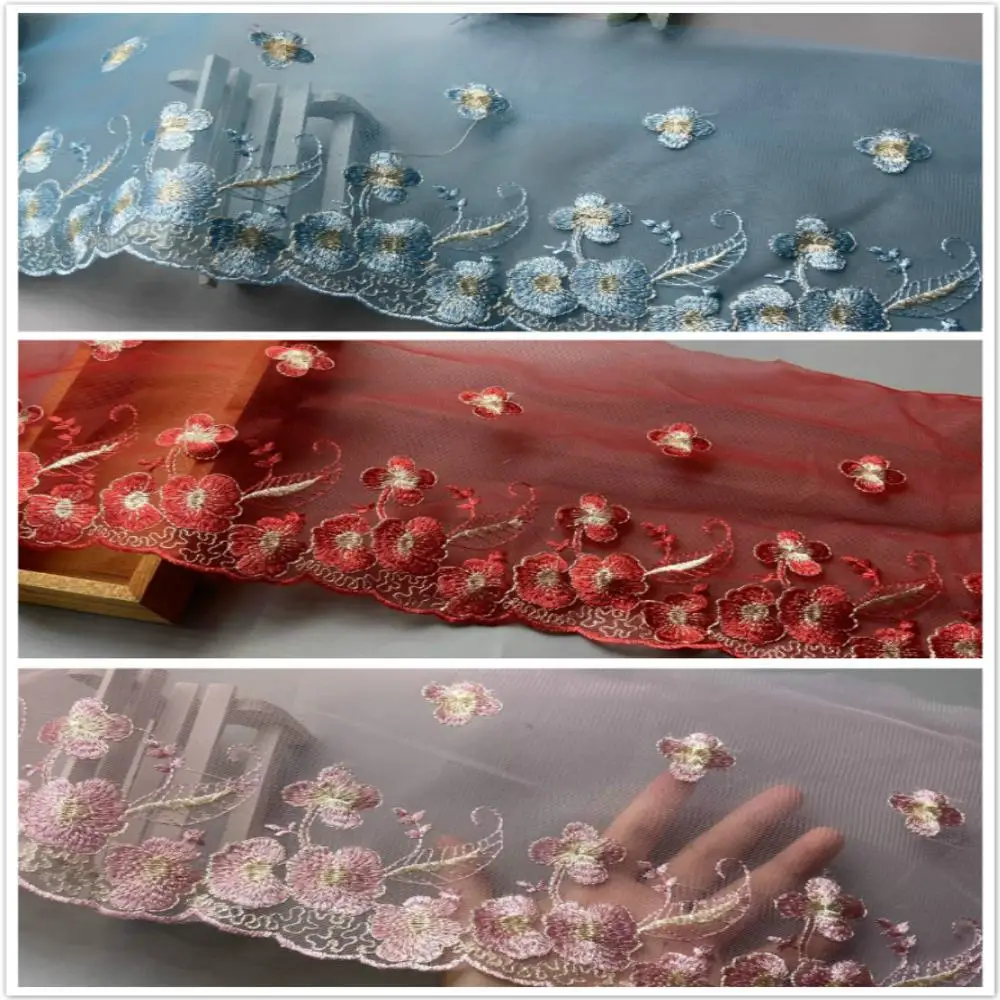 2 ярда/лот розовый красный синий 20 см цветочная флуоресцентная вышивка