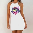 Женское сексуальное платье, Забавное платье с принтом кошек и мышей, женское платье для ночного клуба 2020, облегающее мини-платье на бретельках