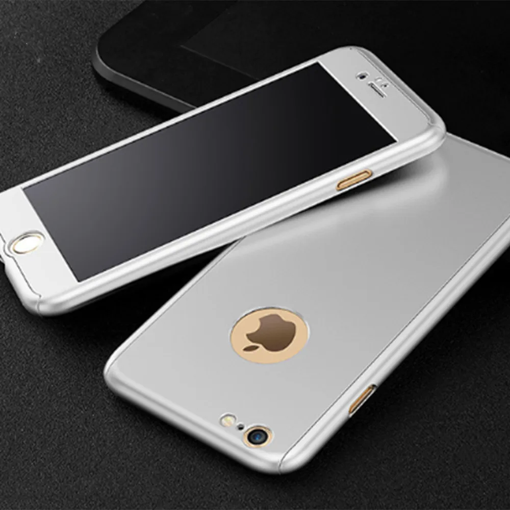Роскошный 360 Полное покрытие чехол для телефона iPhone X XR XS MAX 6 6s 7 8 Plus с закаленным