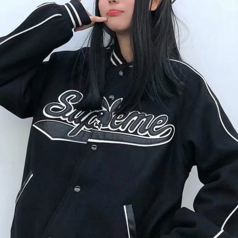 

Куртка-бомбер женская с длинным рукавом, модный брендовый пиджак с надписью, спортивный жакет в стиле хип-хоп, осень 2021
