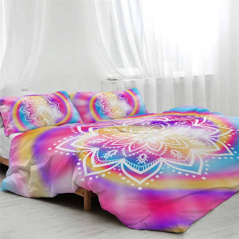 Blesslive цветок лотоса Tie Dye постельное белье 3 шт. богемный Мандала пододеяльник Желтый Фиолетовый Зеленый Tye Dye домашний текстиль