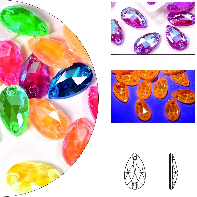 Polaris 18 видов цветов 6 размеров светящиеся капли воды стеклянные стразы для