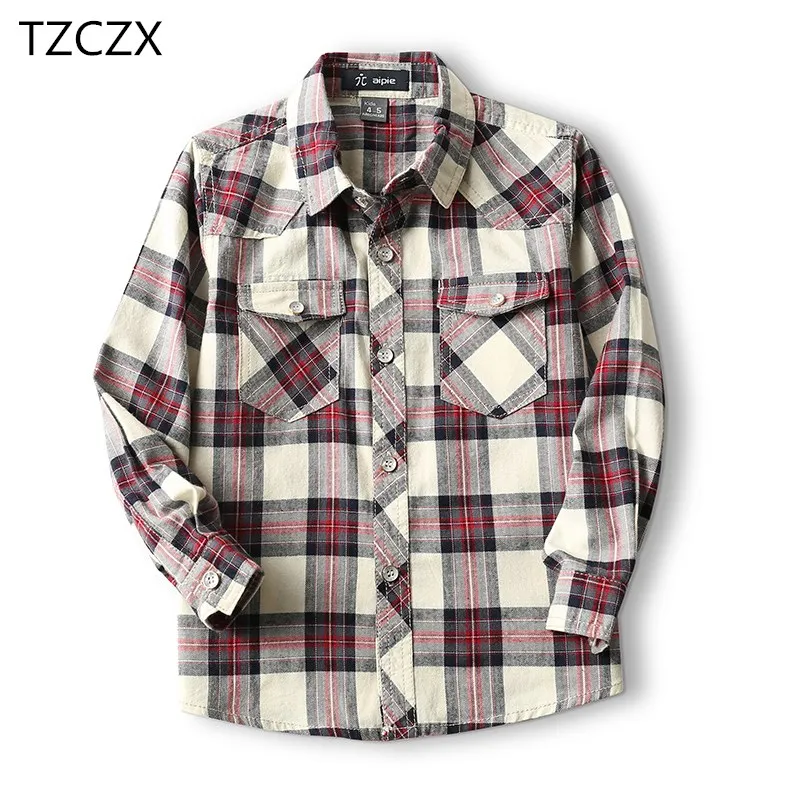 Новинка Детские рубашки модные классические повседневные из 100% хлопка в клетку