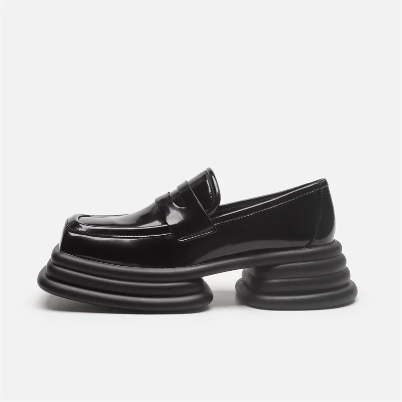 

Женские туфли с квадратным носком, лоферы на платформе с закрытым носком, меховые оксфорды, британский стиль, модная повседневная обувь, кро...