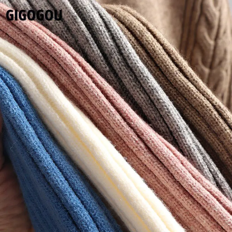 GIGOGOU/теплый свитер с высоким воротником Костюм Свободный кашемировый длинными