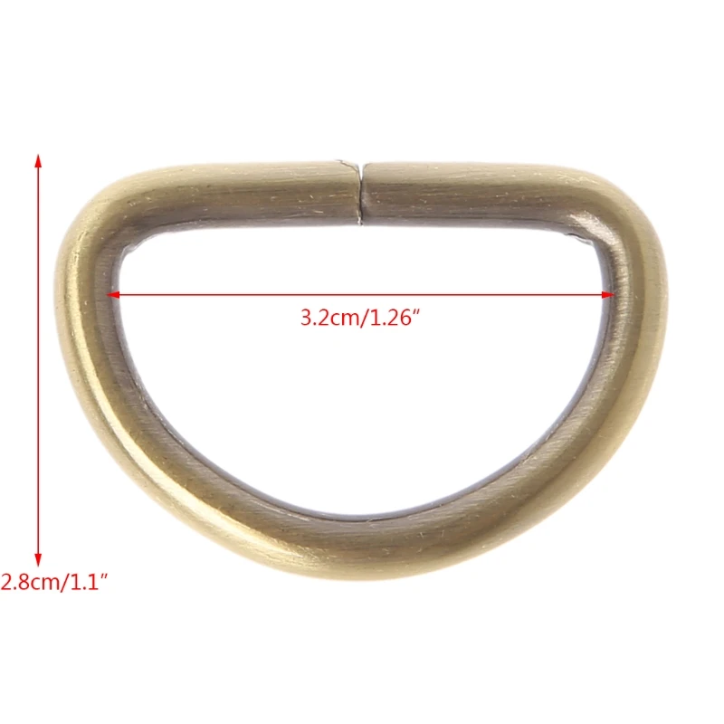 

2021 New 10pcs 32mm Metal Half Round Shaped Non Welded D Ring For Backpacks Straps Bags