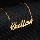 Персонализированные Имя ожерелье с бабочкой Золотое сердце чокер Stainlesss сталь пользовательские ожерелья для женщин мужчин Bijoux Bff ювелирные изделия