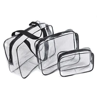 3pcs pvc travel transparent cases clothes toiletries storage bag box luggage towel suitcase pouch zip bra cosmetics organizer