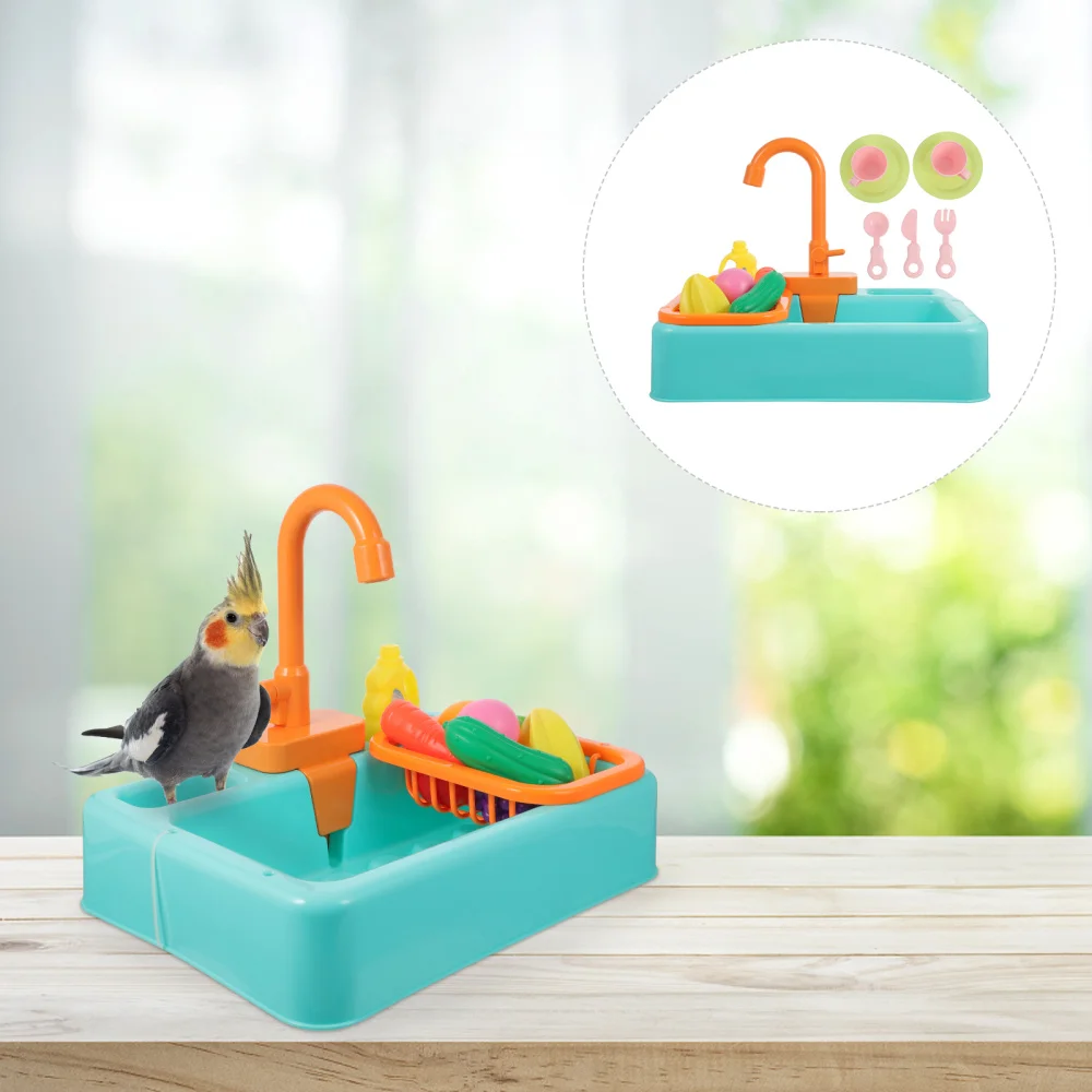 

1 Set of Birds Bathing Tub Automatic Water Shower Basin Battery