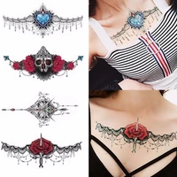 one time chest women waterproof tatoo roses temporary 3d tattoo tattoo stickers temporary tatoo scars cover realistic tattoos