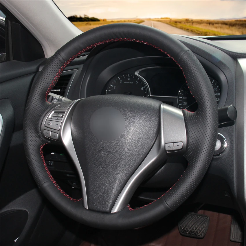 MEWANT черный искусственный кожаный чехол рулевого колеса автомобиля для Nissan Teana 2013- Altima 2013- X-Trail- Qashqai