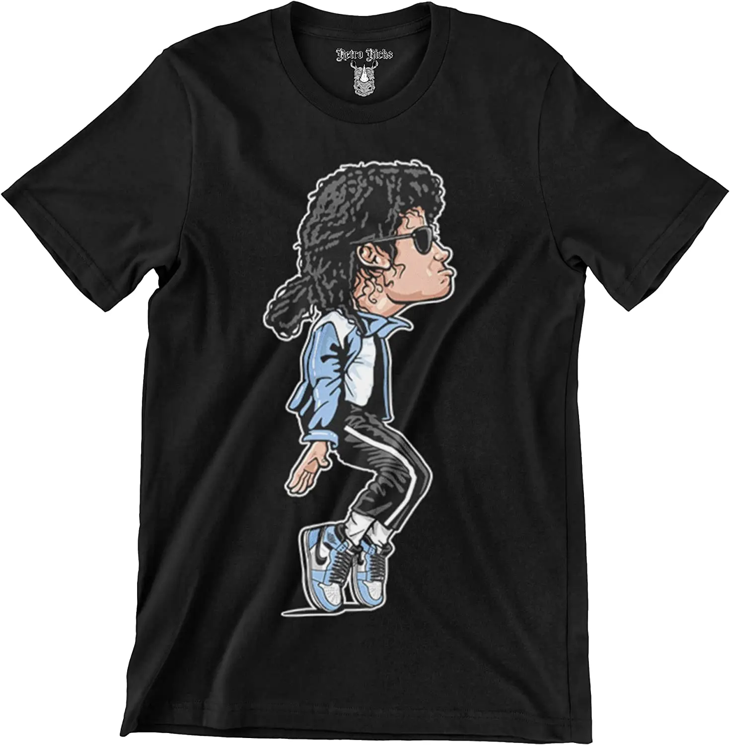 

Хлопковая мужская футболка с рисунком в стиле ретро Kicks J1 University Blue MJ Black, большой размер