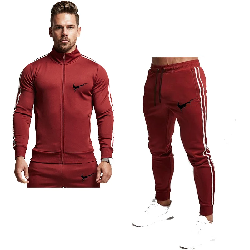 Весна и осень новая одежда для фитнеса мужской костюм спортивный сплошной цвет