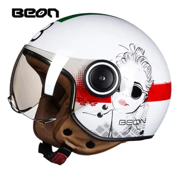 110B-012 BEON мотоциклетный шлем Chopper 3/4, винтажный шлем с открытым лицом, мотоциклетный шлем, шлем для мотокросса, мотоциклетный шлем для скутера - Цвет: 110B-012