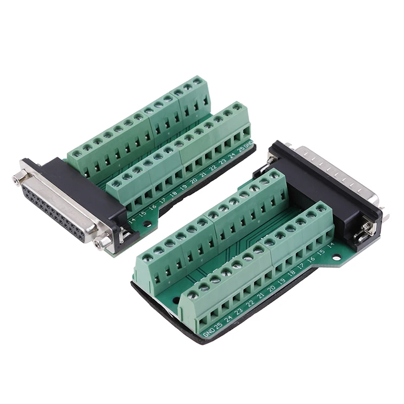 

DB25 D-SUB Female 25Pin Plug Breakout PCB Board 2 Row Terminals Connectors