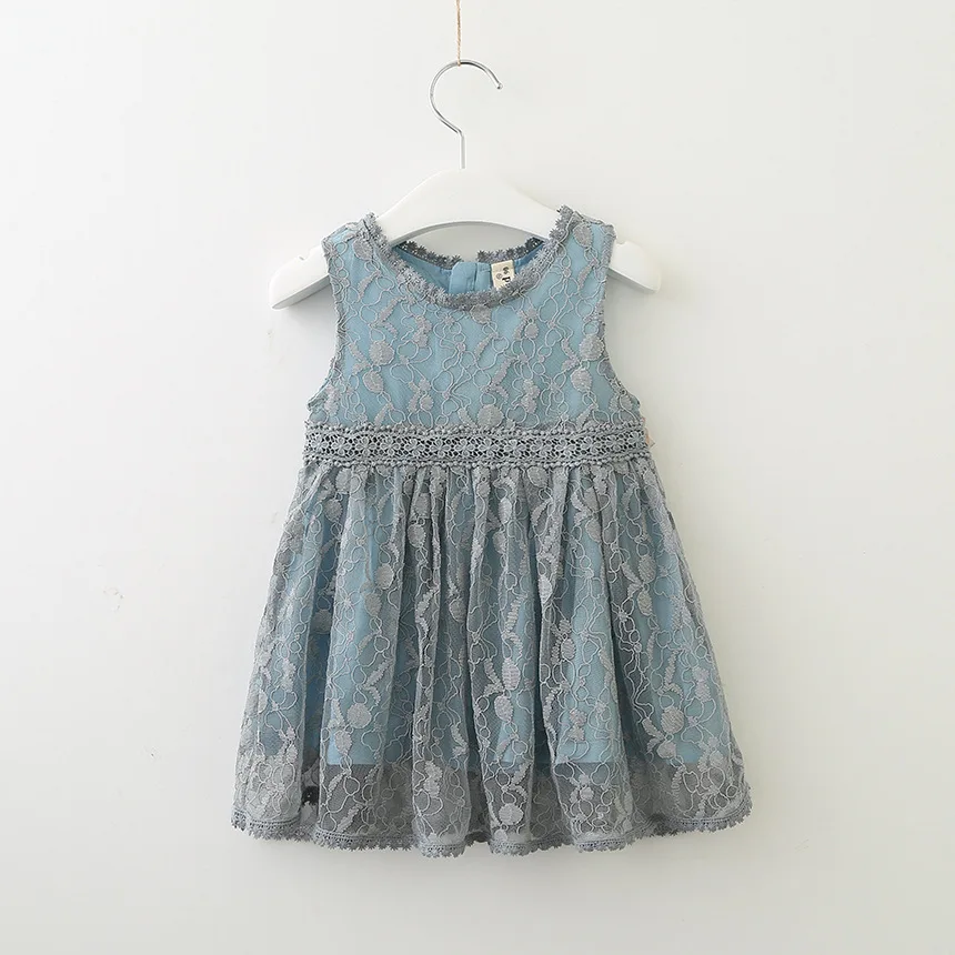 

Y.L.STUDIO Summer Lace Dress For Child Girls Cotton Princess Dress Sleeveless Zipper Fashion Dress For Kids Girls