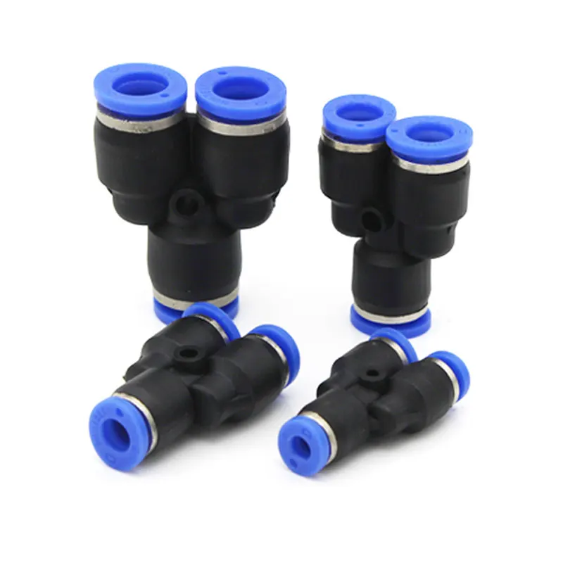 &quotY&quot Pneumatic Connector Tee Union Push In Fitting for Air Pipe joint OD 4 6 8 10 12MM Y Type Shape 1 to 2 Plug Adapter |