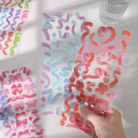 30packs color lace sticky pvc luminous sticker laser ribbon decoration scrapbooking stationery school supplies