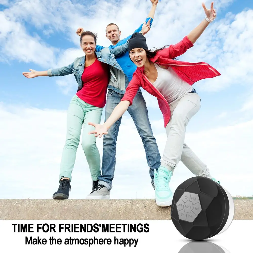 Портативная Bluetooth колонка водонепроницаемая IPX4 + FM радио громкий HD звук душевая