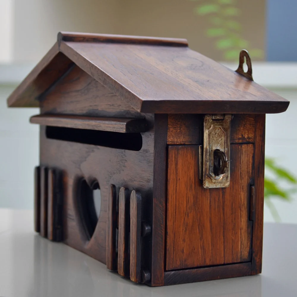 

1PC Wooden Mailbox Outddor Post Box Rainproof Suggestion Box Creative Letter Box for Home Company