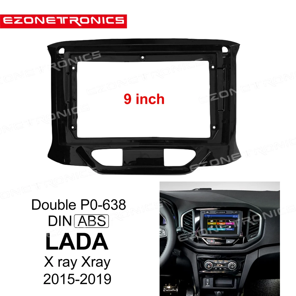 

1-2Din Car DVD Frame Audio Fitting Adaptor Dash Trim Kits Facia Panel 9inch For LADA X ray Xray 2015-19 Double Din Radio Player
