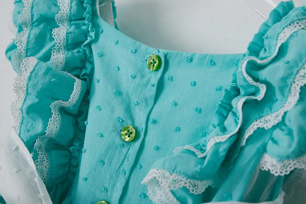 Хлопковое винтажное платье принцессы 3 шт. синее оранжевое кружевное в стиле