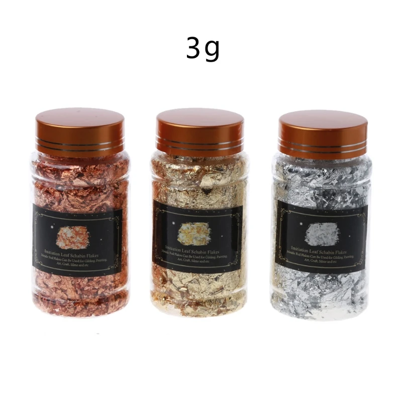 

3 Colors Gold Leaf Gilding Resin Flakes Metallic Foil Flakes Painting Resin Arts