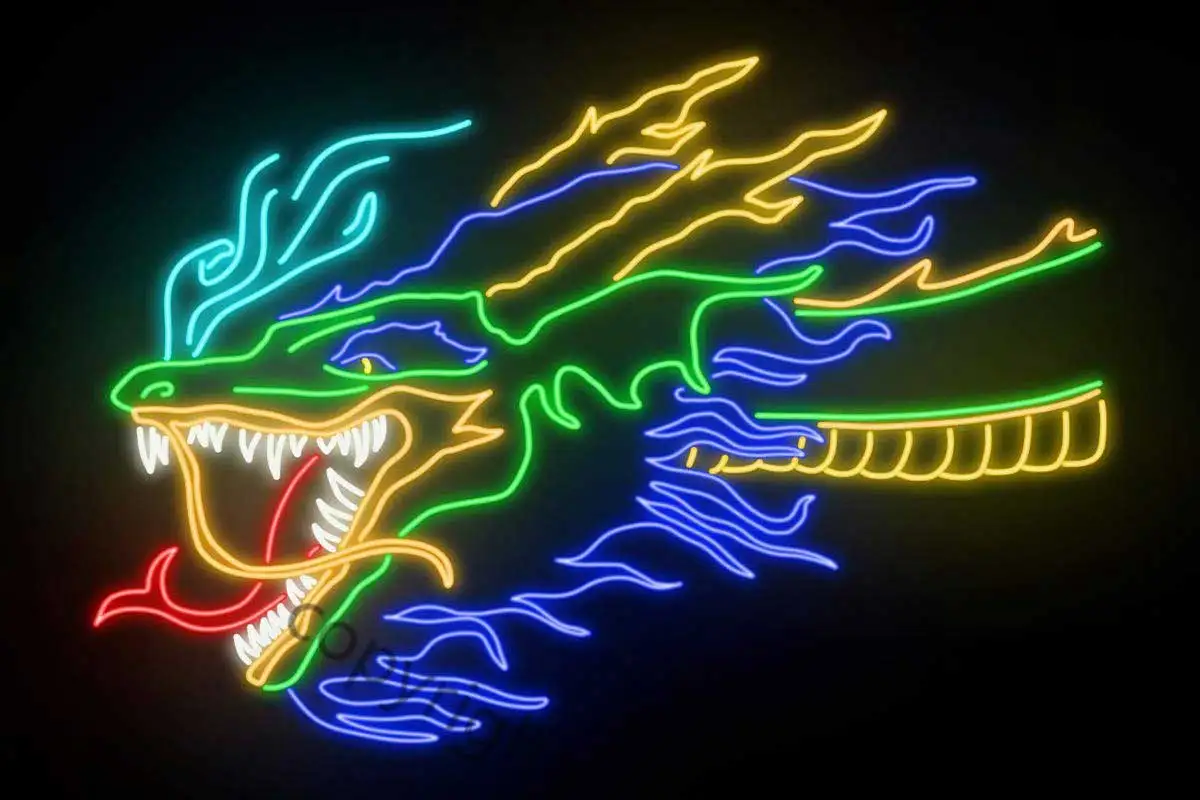 Неоновая вывеска с китайским драконом Настенный декор в стиле ретро винтажная