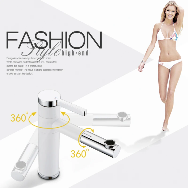 

White Tall Basin Sink Faucet Slim Bathroom Washbasin Water Mixer Tap Hot Cold Water Basin Crane Tap Bathroom Hand Washing Tap 01